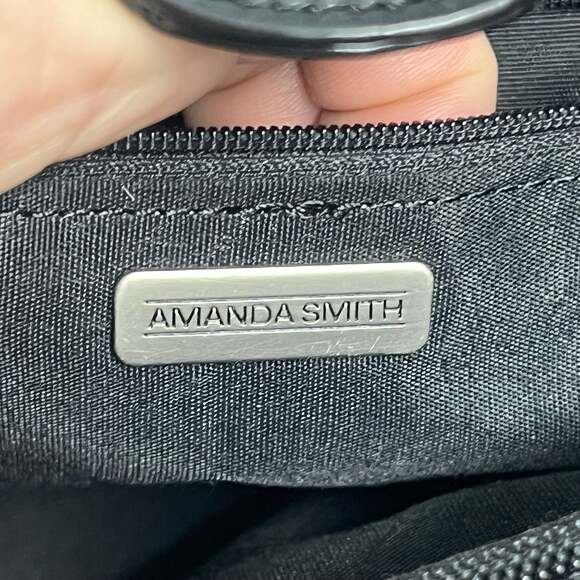 Amanda Smith Black Faux Fur Satchel Crossbody Purse - Picture 2 of 11